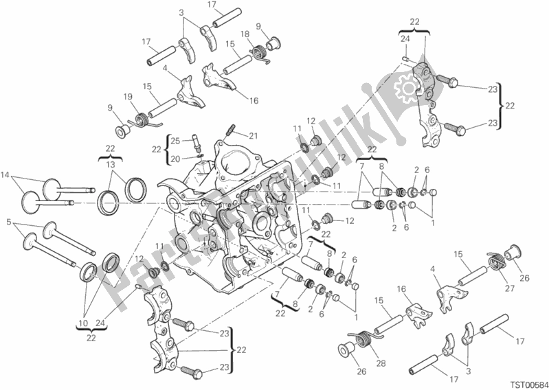 Alle onderdelen voor de Horizontale Cilinderkop van de Ducati Multistrada 950 Brasil 2018